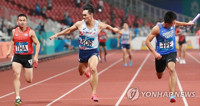 2018 자카르타·팔렘방 아시안게임 남자 400ｍ 계주 결선 [연합뉴스 자료사진]