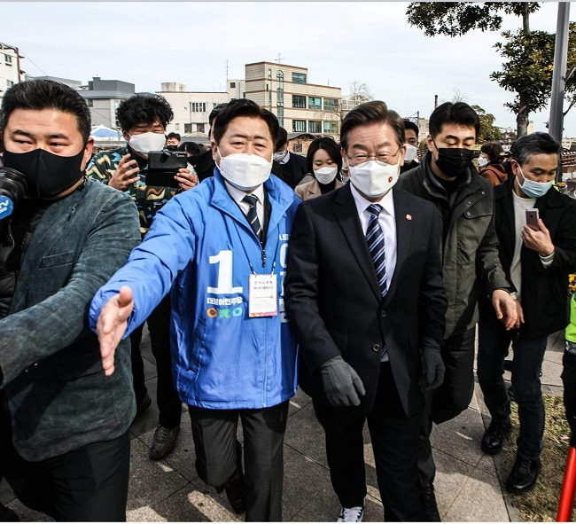 지난 대선 당시 이재명 민주당 상임고문과 오영훈 후보. 오영훈 후보 페이스북 캡처.