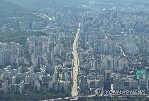 롯데월드타워 전망대 서울스카이에서 바라본 서울 강남 모습 [연합뉴스 자료사진]