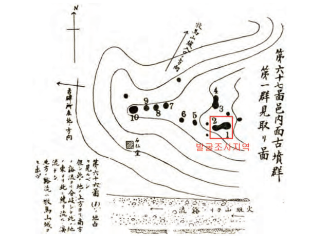 일제강점기 조사에서 확인된 송현동 고분 분포(1919년).