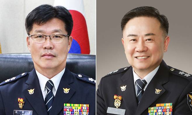 인천경찰청장에 내정된 이영상 경북경찰청장(왼쪽), 경기남부경찰청장에 내정된 박지영 전남경찰청장.