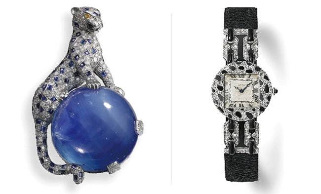 팬더 브로치(1949)(왼쪽). 팬더 시계. [까르띠에, 까르띠에 홈페이지]