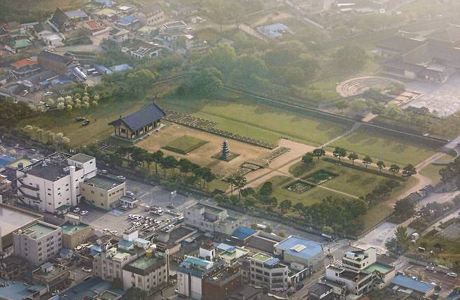 열기구에서 바라본 정림사지 [사진/진성철 기자]