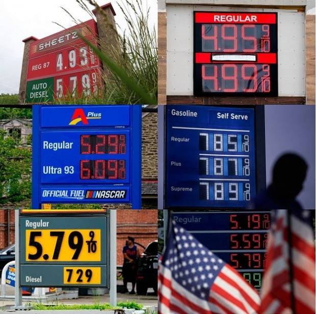 미국 주유소에 게시된 휘발유 가격. 사진제공=AP연합뉴스, AFP연합뉴스