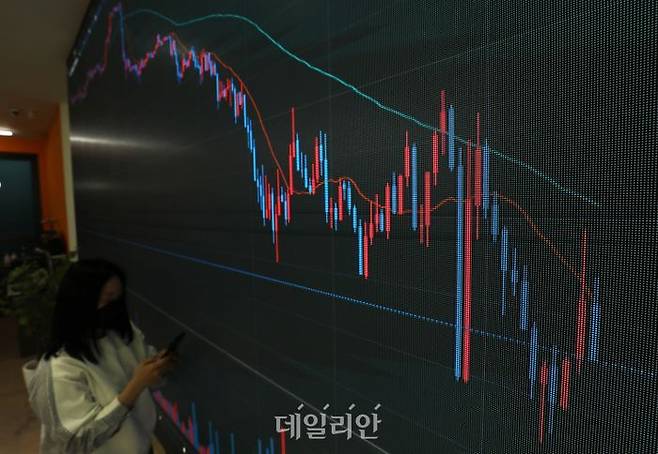 서울 서초구 빗썸 고객지원센터 전광판에 암호화폐 시세가 나오고 있다.ⓒ데일리안