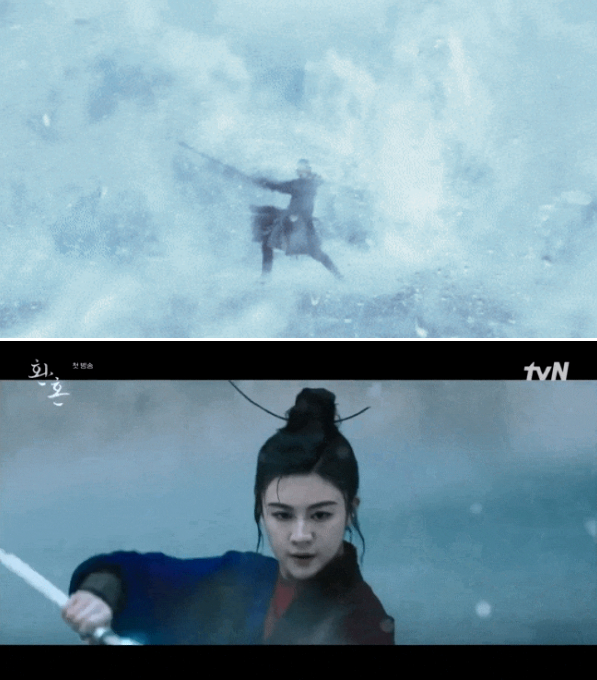 (위) 중국드라마 '장야', (밑) tvN 새 드라마 '환혼' / 사진=온라인 커뮤니티 캡처
