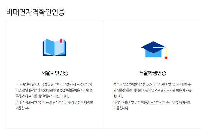 비대면 인증이 가능한 도서관이라면 굳이 방문하지 않아도 된다. 출처=서울시교육청 전자도서관 캡처