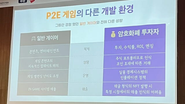 신정엽 대표는  P2E 게임은 이를 즐기는 사람들이 암호화폐 투자자나 다름없다”고 설명했다. (사진=지디넷코리아)