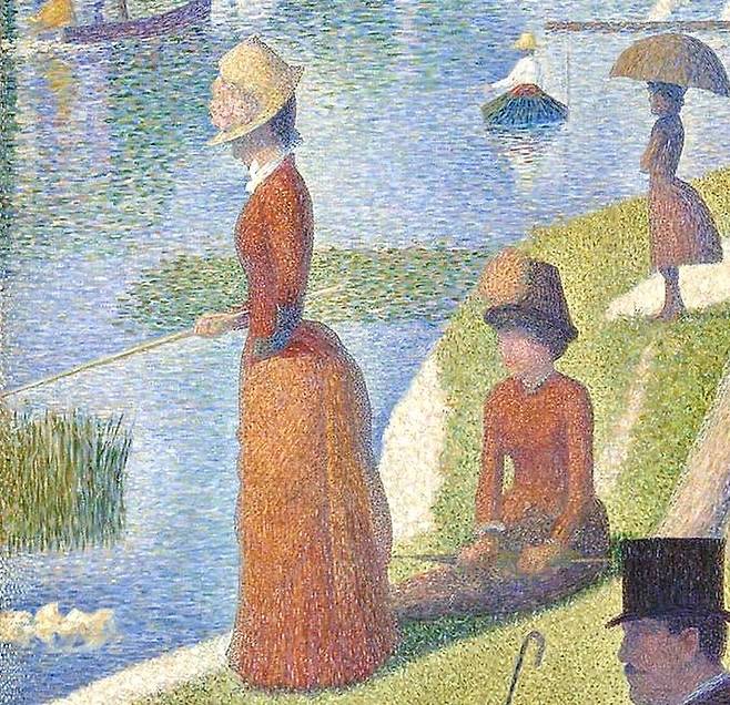 조르주 쇠라, 그랑드자트 섬의 일요일 오후(일부 확대), 1886, 308 x 207 cm