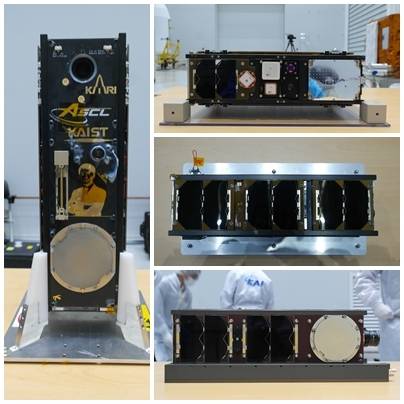 (왼쪽) 한국과학기술원(KAIST) 제작 큐브 위성 (오른쪽 위부터) 조선대학교·서울대학교·연세대학교 큐브 위성 (한국항공우주연구원 제공) 2022.06.10 /뉴스1