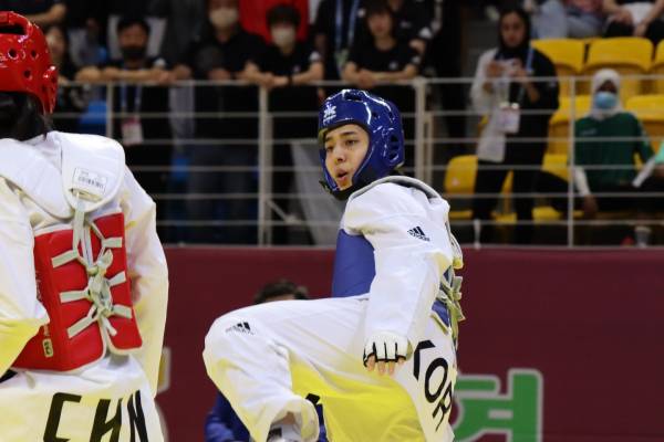 2022 아시아태권도선수권대회 겨루기 셋째 날 경기에서 동메달을 획득한명미나(인천광역시동구청). 사진｜대한태권도협회