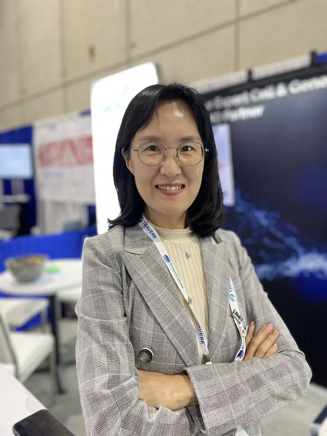 송윤정 마티카바이오 대표가 조선비즈와 인터뷰하고 있다. /미국(샌디에이고)=김명지 기자