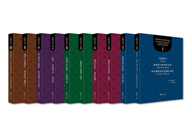 김미혜 교수가 번역한 ‘완역 헨리크 입센 희곡 전집’ 10권. 연극과인간