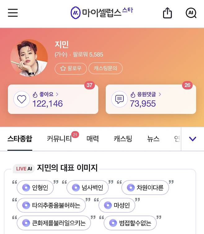 '보컬神' 방탄소년단 지민 '폭발적 가창력 고음 천재 스타' 1위..2주 연속 인기투표 'TOP'