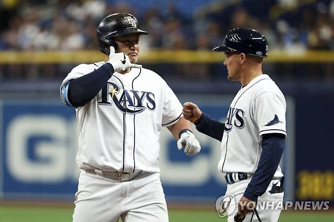 탬파베이 레이스의 최지만(왼쪽) [AFP=연합뉴스]