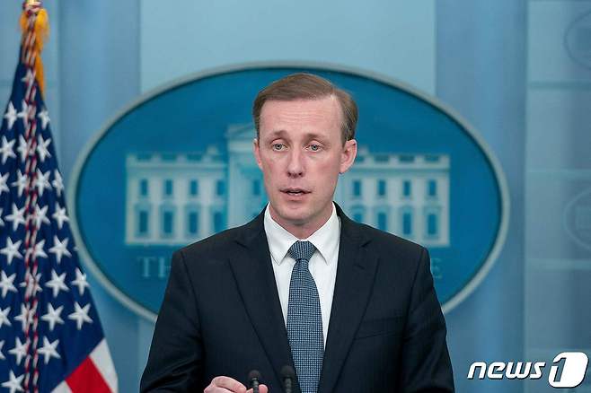 제이크 설리번 미 백악관 국가 안보보좌관이 기자회견에서 발언하고 있다.  2022.05.18/뉴스1© AFP=뉴스1 © News1 우동명 기자
