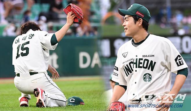 7회 천국과 지옥을 오간 SSG 이태양은 끝내 웃었다. 인천=박재만 기자 pjm@sportschosun.com