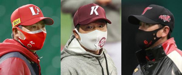 (왼쪽부터) SSG 김원형 감독, 키움 홍원기 감독, LG 류지현 감독
