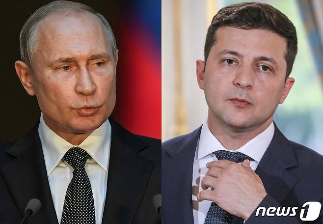 블라디미르 푸틴 러시아 대통령과 볼로디미르 젤렌스키 우크라이나 대통령 © AFP=뉴스1 © News1 정윤미 기자