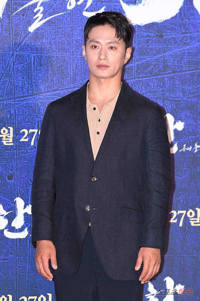 한산: 용의 출현' 제작보고회에 참석한 김성규. ⓒ이혜영 기자 lhy@hankooki.com