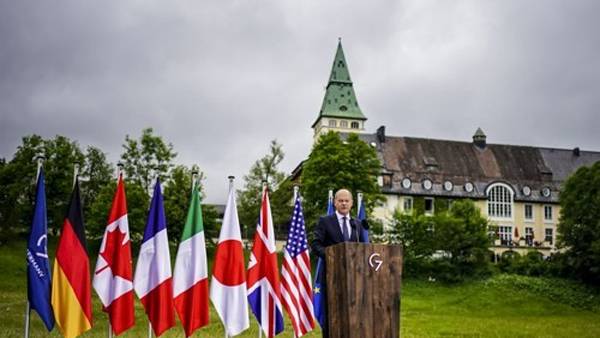 G7 정상회의 결산 기자회견하는 올라프 숄츠 독일 총리 [사진 제공:연합뉴스]