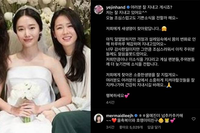 /사진=이정현·손예진 인스타그램 캡처