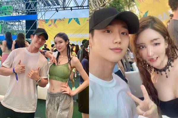 배우 정해인이 워터밤 행사장에서 포착돼 눈길을 끌었다. /사진=송가람·뷰티숍 대표 인스타그램