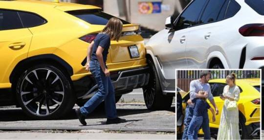 람보르기니 운전석에 앉았다가 접촉 사고를 낸 벤 애플렉 아들. 트위터 이미지 캡처