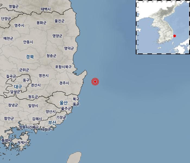 29일 발생한 지진의 진앙 위치. 기상청 제공