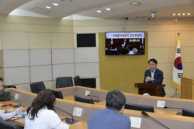 29일 서대문구청장직 인수위원회 결과보고회에 참석한 이성헌 서대문구청장 당선인. [서울 서대문구 제공. 재판매 및 DB 금지]