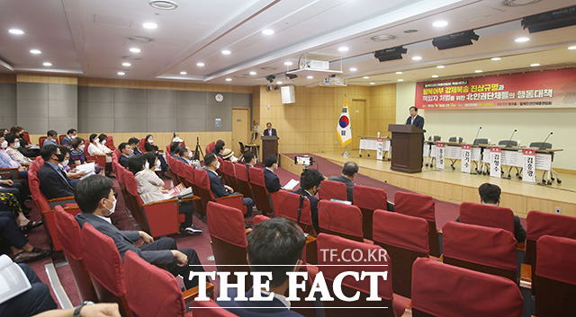 환영사하는 한기호 국민의힘 사무총장.