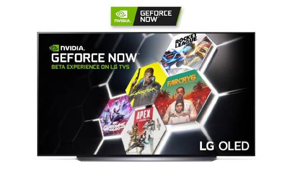 LG 올레드 TV에서 지포스나우 앱을 구동하는 모습. [사진=LG전자]