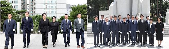 현충탑 방문한 제11대 경기도의회 교섭단체 국민의힘(왼쪽), 더불어민주당. (사진=경기도의회 제공) *재판매 및 DB 금지