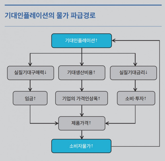 기대인플레이션의 물가 파급 경로. 한은 통화신용정책보고서 캡쳐