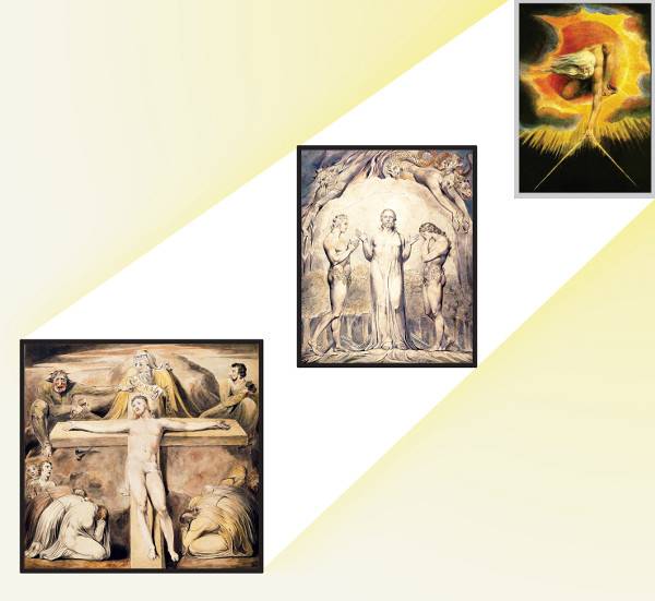 윌리엄 블레이크의 ‘태초의 창조주 하나님’ ‘아담과 하와의 심판’ ‘십자가에 못 박히시는 그리스도’(오른쪽 위부터).