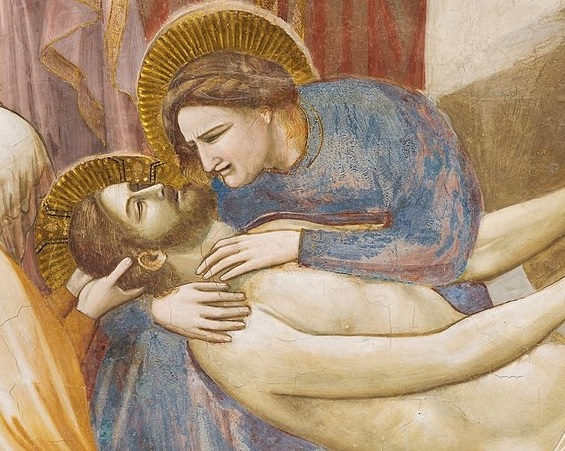 조토, 그리스도의 죽음을 슬퍼함(애도·일부 확대), 1304~1306년경.