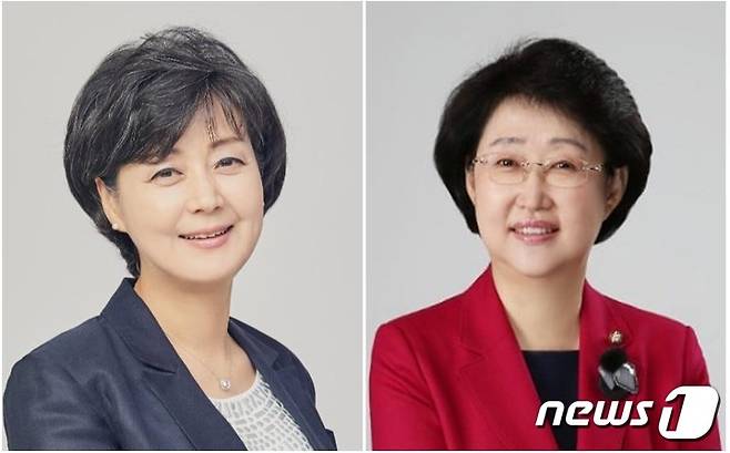 박순애 사회부총리 겸 교육부 장관 후보자(왼쪽)와 김승희 보건복지부 장관 후보자 © 뉴스1