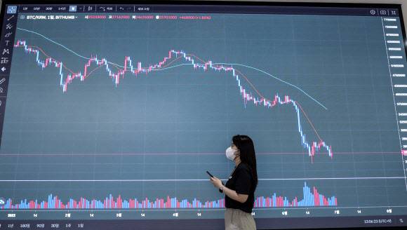 지난 1일 비트코인 가격이 1만9000달러 선 아래로 떨어지는 등 가상화폐 가격이 등락을 거듭했다. 서울 서초구 빗썸 고객센터 전광판에 나타난 암호화폐 시세. 뉴시스