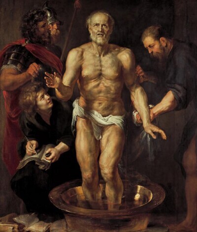 루벤스가 그린 <세네카의 죽음>(1614). 세네카는 네로 황제의 명령을 받고 스스로 동맥을 끊고 죽었다. 위키미디어 코먼스