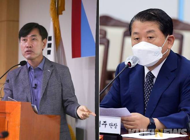 하태경 국민의힘 ‘해양수산부 공무원 피격사건 진상조사’ TF 단장(왼쪽부터)과 김병주 더불어민주당 ‘서해공무원 사망’ TF 단장.   연합뉴스