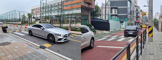 지난 11일 오후 서울 송파구 해누리초등학교 정·후문 모습. 한 차량이 이 학교 앞 횡단보도를 지나가고 있다. 김영철 기자