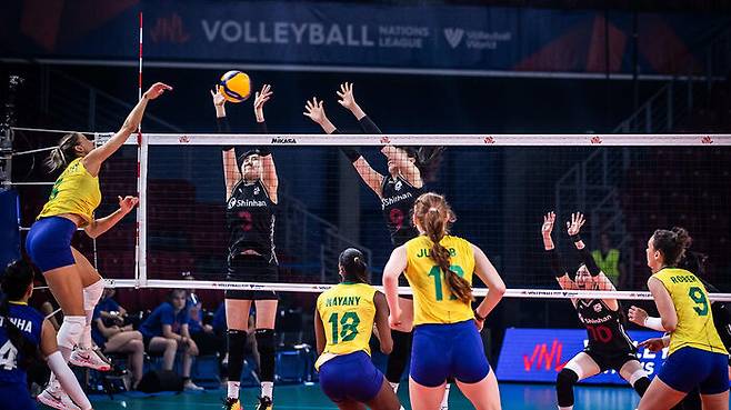 여자배구 대표팀 VNL 예선 10차전 브라질과의 경기 당시 (사진=연합뉴스)