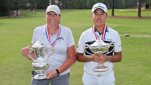 장애인 US 오픈 여자 종합 우승자 킴 무어(왼쪽), 남자 종합 우승자 이승민(오른쪽). USGA 제공