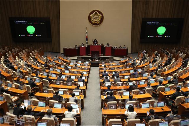 22일 국회 본회의장에서 정치개혁특별위원회 구성의 건이 가결되고 있다. 공동취재사진