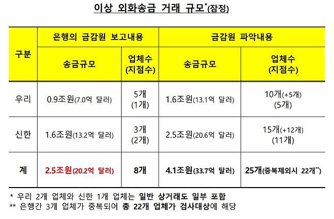 이상 외화송금 거래 규모/금융감독원