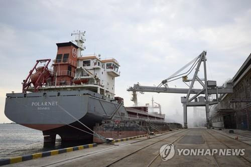 우크라이나 곡물을 싣고 오데사 항에 정박 중인 화물선 [AP 연합뉴스 자료사진. 재판매 및 DB 금지]