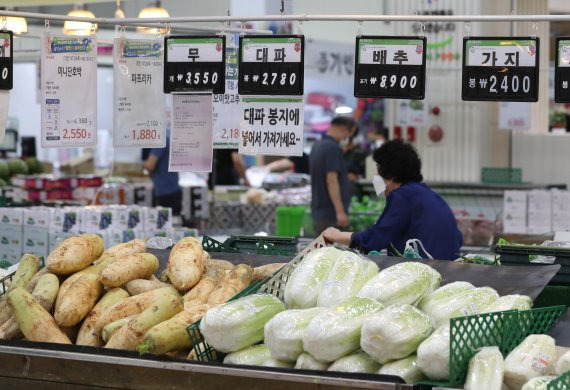 7월 소비자물가가 1년 전보다 6.3% 올랐다. 물가가 1998년 외환위기 이후 약 24년 만에 최고치를 기록하면서 서민들의 부담이 가중되고 있다. 2일 대구 달서구 하나로마트 성서점에서 시민들이 장을 보고 있다. 연합뉴스