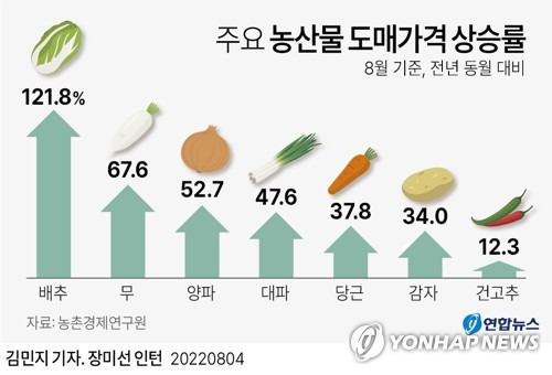 [그래픽] 주요 농산물 도매가격 상승률 (서울=연합뉴스) 김민지 기자
    minfo@yna.co.kr
    트위터 @yonhap_graphics  페이스북 tuney.kr/LeYN1