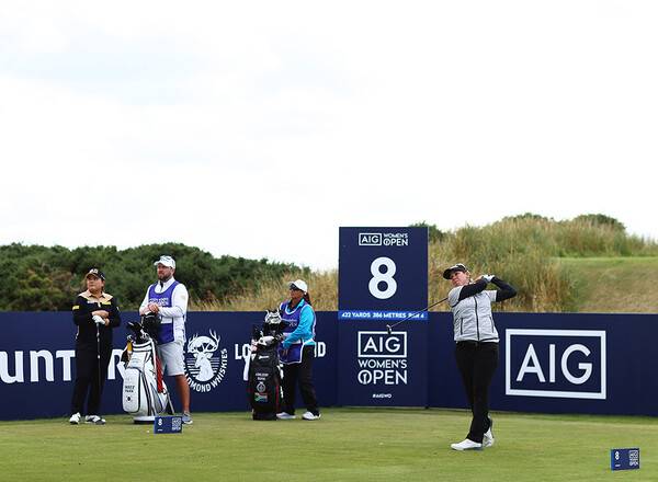 2022년 미국여자프로골프(LPGA) 투어 메이저 골프대회 AIG여자오픈에서 전인지 프로와 우승을 다투게 된 애슐리 부하이가 3라운드에서 박인비 프로와 동반 경기하는 모습이다. 사진제공=Chloe Knott/R&A/R&A via Getty Image