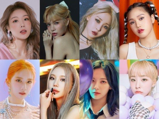 원더걸스 출신 유빈, AOA 출신 신지민, 마마무 문별, 오마이걸 미미, 우주소녀 엑시, 모모랜드 주이, 빌리 문수아, 클라씨 김선유가 '두 번째 세계'에 참가한다. /사진=각 소속사 제공